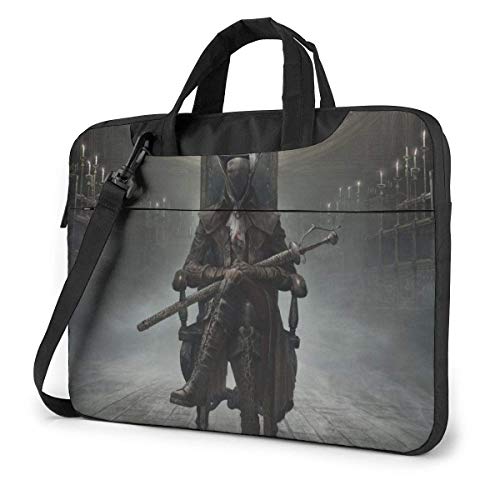 HFHY 15.6 pulgadas Anime Bloodborne Bolsa para computadora portátil Impermeable a prueba de golpes Funda protectora de doble cremallera Un hombro Messenger Bolsas para computadora portátil con asa par