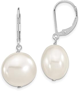 Majestik Prata Esterlina 925 14 15 mm Moeda Branca Simulada Concha do Mar Sereia Jóias Náuticas Pérolas Alavanca Pendente Brincos Lustre Puxador Traseira Pedra Natural Joias Finas Para Mulheres Presentes Para Mulheres, Pérola, Pérola