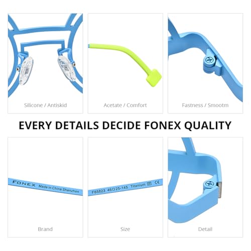 Image of FONEX Colorful Pure Titanium Glasses Frame Women Retro Round Eyeglasses