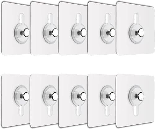 JIALTO Plastic 10 Pcs Self Adhesive Wall Hooks - Heavy Duty Transparent Hook for Photo Frames, Wall Clocks, Keys - No Damage, Easy Installation