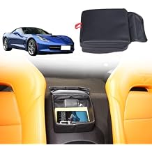 Black Leather Car Seat Organizer, Stable Car Storage bag Compatible with Chevrolet Corvette C7 2014-2019 Car Armrest Rear Storage Box,Auto Extra Storage Organizer