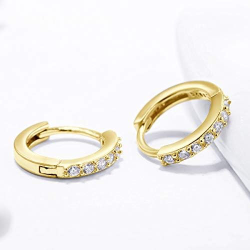 Gulicx 4 Pairs Sterling Silver Stud Hoop Earrings for Women Girls, Hypoallergenic 3mm Small Round Ball Cubic Zirconia Stud Earring12mm Cartilage Sleeper Hoop Earring Set, Color: Silver/Gold/Rose Gold