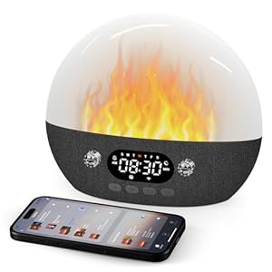 Dekala RestOnn Sunrise Alarm Clock Sunset Sound Machine 7-Day Programmable Loud Dual Alarm Clock, White Noise Natural Sounds for Sleeping Bluetooth Speaker Amber Night Light, Smart App Control, White