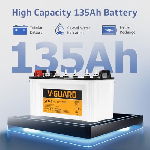 Image of V-Guard VJ145 J Inverter Battery | Tubular Technology | High Backup Performance | 25 Month + 25 Month Warranty