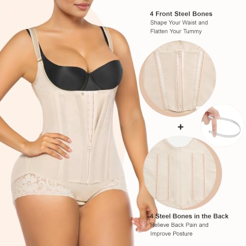 Image of SHAPERX Women's Fajas Colombianas Tummy Control Shapewear Body Shaper with Steel Boned Support