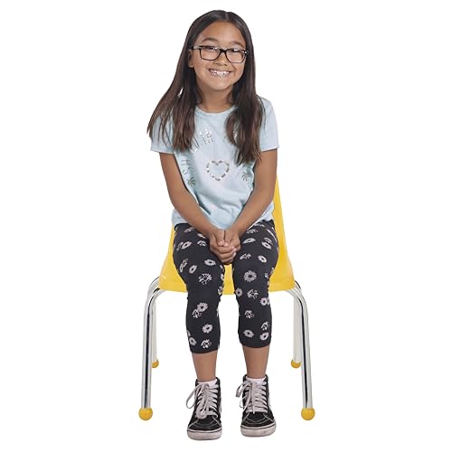 Image of Factory Direct Partners 14 inch School Chairs, Stackable Kids Classroom Chair, Set of 4 Stacking Student Chair with Ball Glides For 1st-3rd Grade, Elementary & After-School Programs, Assorted Colors