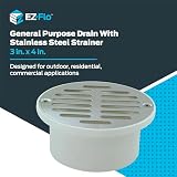 EZ-FLO 3 Inch x 4 Inch PVC General Purpose Drain with Stainless Steel Strainer, 15322