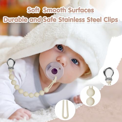 Pacifier Clips for Baby Boy- Loviomad Silicone Paci Clip for Philips Avent Soothie Binky Holder, Baby Newborn Essentials Shower Birthday Gift Round(4-Pack) — 사진 3