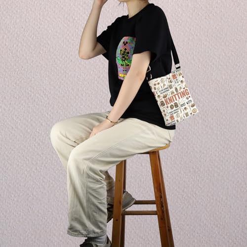 Image of MNIGIU Funny Yarn Gift Knitting Tote Bag Knitting Lover Gift Yarn Storage Bag Knitter G-ift Crochet G-ift