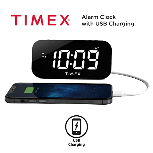 Timex Alarm Clock With Large Display And 5W Usb Charging Port, Digital Alarm Clock For Bedroom Includes 100-240V Universal Power Adapter (T1120B-Black) #TOP27