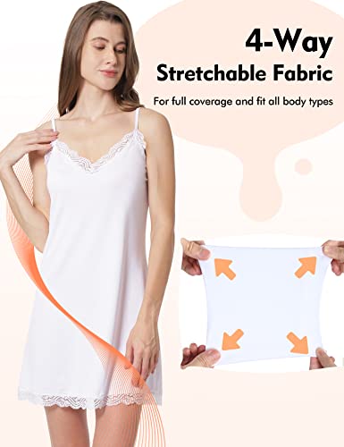Image of MANCYFIT Women's Full Slips Lace V-neck Adjustable Strap Sleepwear Dress