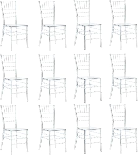 KATBOC Clear Acrylic Chiavari Chairs, Modern Dining Chairs Set of 12, Accent Event Ghost Chairs for Wedding Party Event Reception