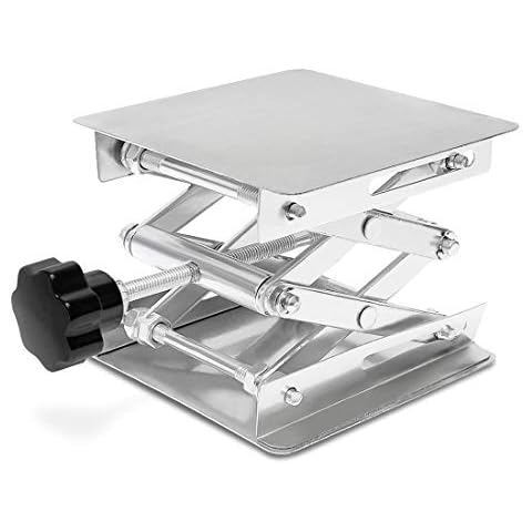 Wisamic 4 x 4 inch Stainless Steel Lab Jack Stand - 100x100 mm Stainless Scissor Lift laboratory Jiffy Jack Lab Stand Table, Height 82-310mm, Loading Capacity 15kg Cover