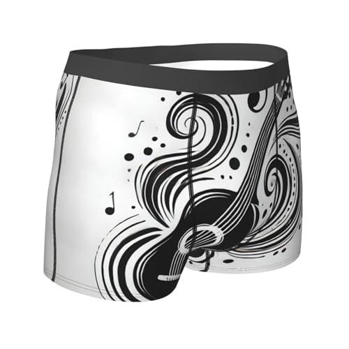Men's Boxer Briefs, Elastic Dancing Guitar Notes Print Boxer Shorts, Soft Breathable Underwear for Everyday Wear,3