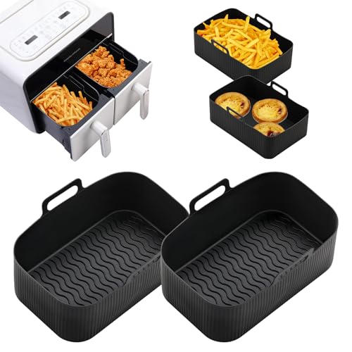 2Pcs Airfryer Silikonform für Ninja AF300EU AF400EU, Silikonform Airfryer Zubehör, Silikon Backform Zubehör, Air Fryer Silikon Accessories, Heißluftfritteuse Backform Für Dual Zone Air Fryer