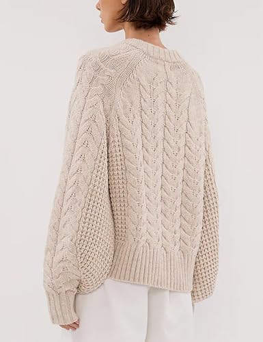 Image of Cable Knit Cardigan for Women Open Front Sweater Casual Loose Long Sleeve Button Outerwear Coats