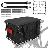 Spesh Panier Vélo Arrière Fil Métallique Panier Pliable pour Porte Bagage Vélo Arrière avec PU Sac et Filet pour Transport Courses, Fruits et Légumes