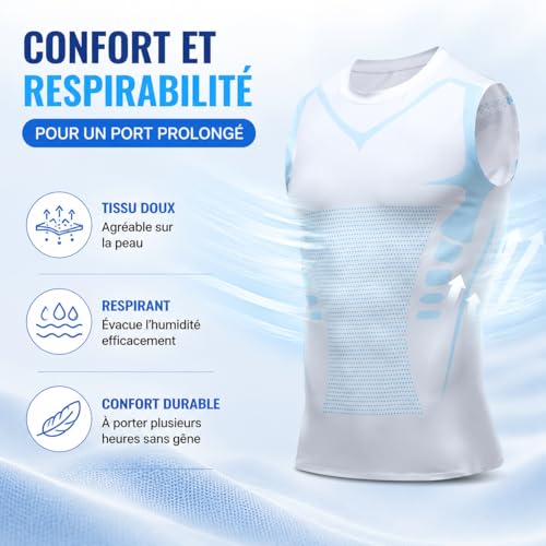 DZ'HUE Lum oria Tshirt Ventre Plat 2.0, 2026 Nouveau Gilet De Compression Homme, Soutien Posture, Affinement Silhouette, Effet Galbant, Tissu Soie Glacé Respirant pour Homme (Noir+Gris,XL) – vue 5