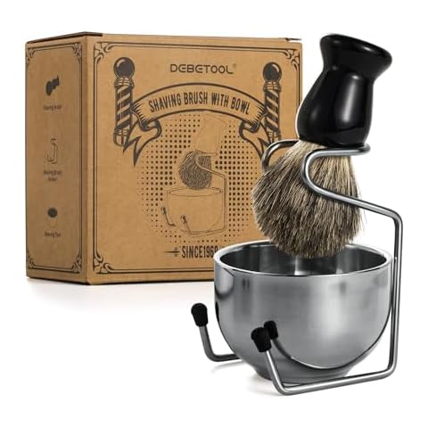 DEBETOOL Shaving Brush Set for Men – Pure Badger Hair Shaving Brush and Bowl, Exfoliating Shaving Cream Brush Gifts for Fathers Day Cover
