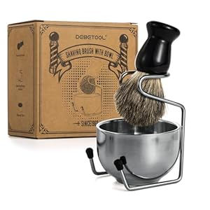 Shaving Brush Set for Men – Pure Badger Hair Shaving Brush and Bowl, Exfoliating Shaving Cream Brush Gifts for Fathers Day