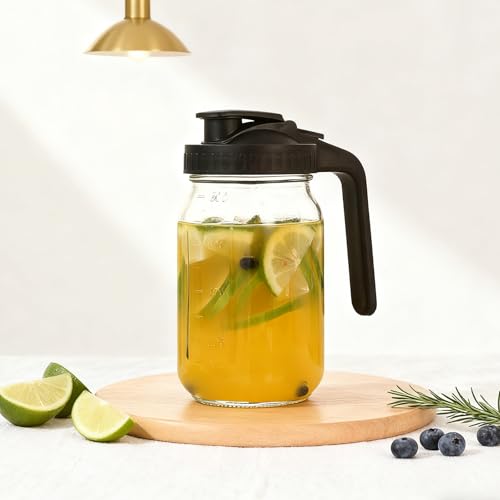 Xugoox Glass Pitcher with Lid, 32 oz Wide Mouth Leak Proof Water Jug for Cold Brew Coffee Ice Tea Juices Breast Milk, Glass Water Pitcher with Flip Cap by Xugoox - Image 5
