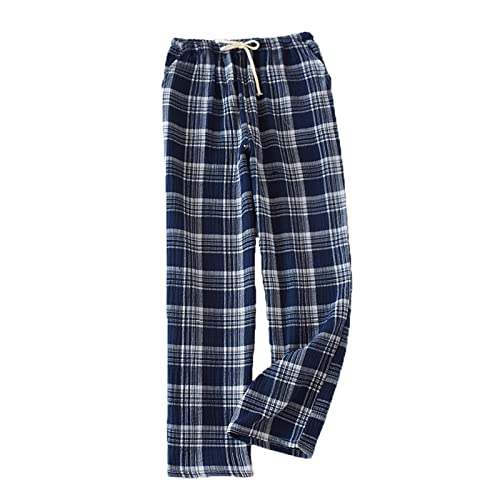Men’s Plaid Pajama Pants with Pockets, Lounge Sleep Bottoms Elastic Waist Baggy Casual Pants Sports Yoga Trousers