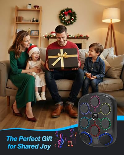 Turquvix Music Boxing Machine for Adults and Kids, mart Bluetooth Wall Mounted Punching Target with LED Feedback & Boxing Gloves, Home Gym Electronic Punching Bag for Indoor Workouts - Image 6