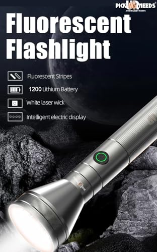 Image of Pick Ur Needs High Brightness 100 Watt Powerfull LED Aluminum Body Type C Charging 1200 mAh Long Battery Life 3 Mode Long Range Torch