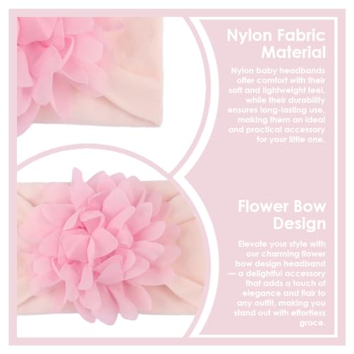 Image of SYGA PACK OF 12Headbands Nylon Flower Soft Stretchable Hairband for Newborn Infant Toddler Kids For 0-3 Year (Multicolor)