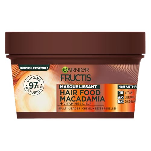 Garnier - Fructis Hair Food - Maschera lisciante alla Macadamia - Formula vegana al 97% di origine naturale - per capelli secchi - 320 ml