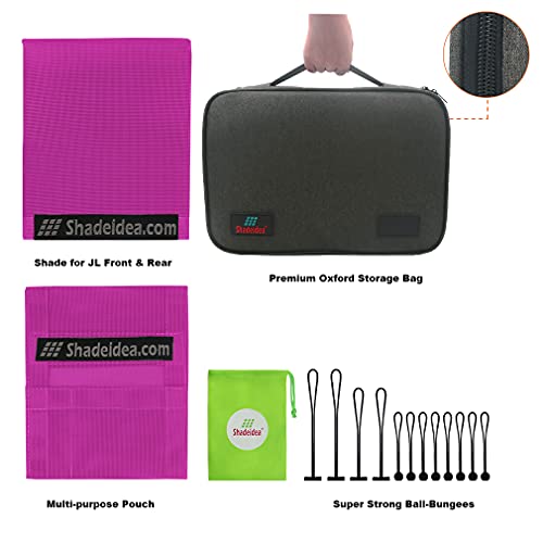 Shadeidea Sunshade Top for Jeep Wrangler Top Shade JL (2018-2023) 2 Door Sun Shade Front and Rear - Pink Mesh Screen Top Cover UV Blocker with Grab Bag - 10 Year Warranty - Thumbnail 5