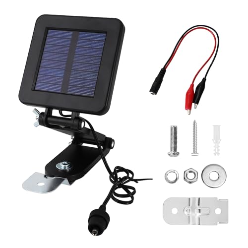 6V Solar Panel for Deer Feeder 6 Volt Solar Panel Charger with Adjustable Mounting Bracket Alligator Clips & DC Connector Waterproof Compatible with Game Feeder Timer & 6V Rechargeable Batteries