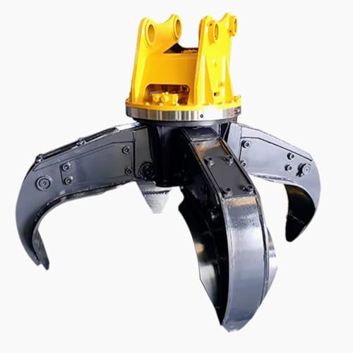 Industrial Waste Grabber, 5 Blade Hydraulic Orange Peel Grapple, 360 Degree Continuous Rotating Hazardous Material Claw for Plant Dismantling & Environmental Cleanup, Fits 15-25 Ton Excavators