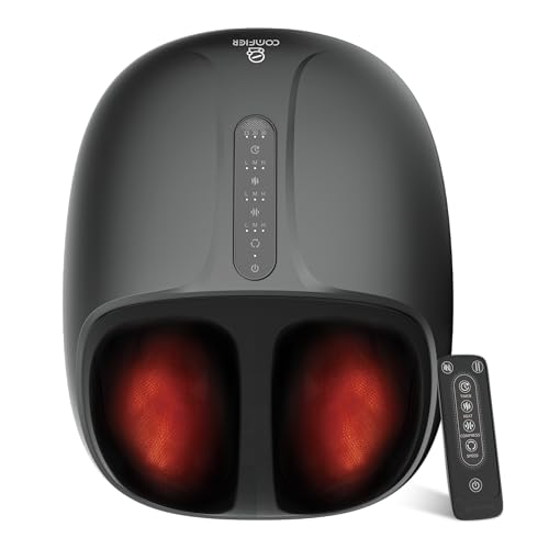 COMFIER Foot Massager with Heat,Shiatsu Foot Massager with Dual Heating,3 Kneading & 3 Compression,Heated Feet Massage for Plantar Fasciitis, Fits Up to Size 14,Gifts for Women Men