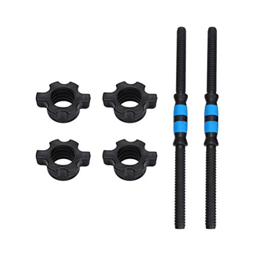 BESPORTBLE 50cm 2pcs Dumbbell Bar Steel Dumbbell Handle with 4pcs Nuts Weightlifting Accessories Household Fitness Equipment (Blue)