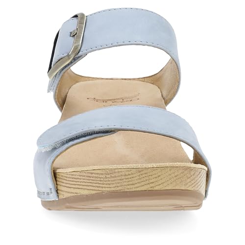 Image of Dansko Tanya Slip-On Wedge Sandal for Women - Cushioned, Contoured Footbed for All-Day Comfort and Support - Hook & Loop Strap with Buckle Detail - Lightweight Rubber Outsole