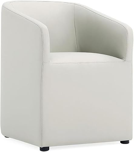 Manhattan Comfort Anna - Silla de comedor redonda moderna con brazos, silla tapizada de piel sintética de la cabeza a los pies con relleno de