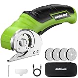 Cordless Electric Scissors, 4V Cardboard Cutter with 4 SK5 Blades | 3/8'' Heavy Duty Cutting, Electric Box Cutter for Recycling Boxes & Crafts, 2000mAh Rechargeable Rotary Cutter-Green