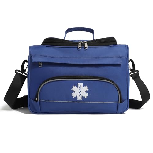 Image of Empty Medicine Bag for Travelling Red First Aid Bag On Call Trauma Bag EMT First Responder Carrier Bag Medical Supplies Kit Emergency Bag for School(Bag only)