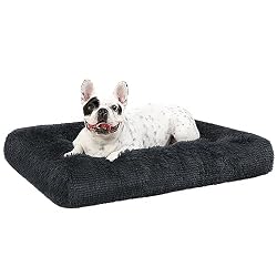 KSIIA Cama para Perros Grandes Lavable, Cojín para Perro de Peluche Mullido, Colchon Colchoneta Inferior Antideslizante, Colchón Transpirable, 76x52 cm, Gris Sombra