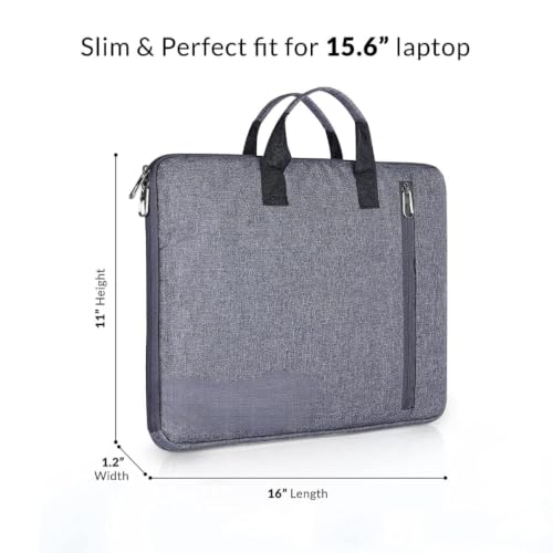 Image of Laptop Sleeve Bag 15.6 Inch with Carry Handle & Front Zipper Pocket - Water Resistant Laptop Carrying Case Computer Sleeve Compatible with HP Dell Lenovo Asus Acer Notebook for Men & Women Grey