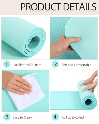 Image of Woanger Yoga Mats (72x24) 3 /8 Inch Thick Exercise Yoga Mat for Home Workout with Strap Non Slip Pilates Gym Supplies for Women Men