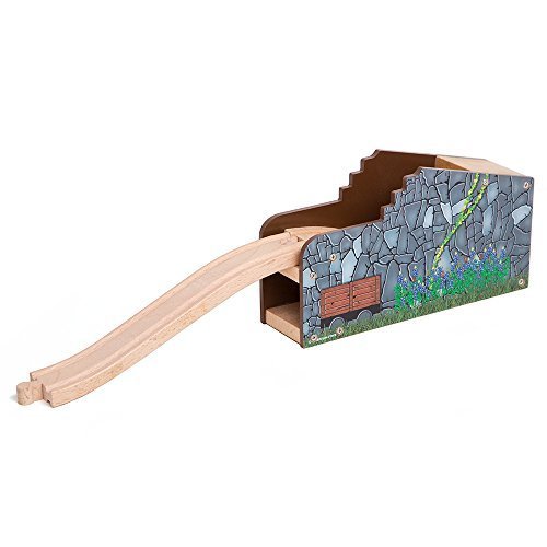 Túnel secreto de la mina de madera compatible con los principales sistemas ferroviarios de madera, incluyendo Thomas Brio Chuggington Melissa & Doug Imaginarium Set 4