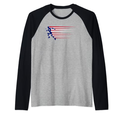 Best USA bandiera americana pista e campo regalo squadra uomini donne Maglia con Maniche Raglan