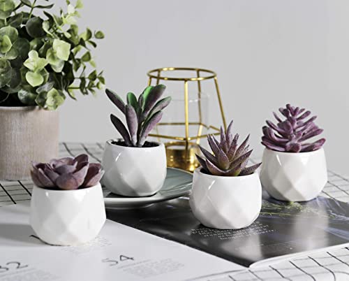 Tiita Artificial Faux Succulents In Pots Fake Plants Ceramic Arrangement Planter Small Mini Tiny Decoration For Home Office Desk Window Sill Bathroom Bedroom Outdoor Indoor 4 Set #TOP5