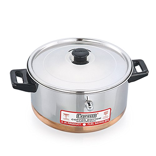 Image of Expresso Stainless Steel Eco-Friendly Double Handle Milk Boiler Pot w /Copper Bottom, Milk Boiler for Kitchen 4 Litre