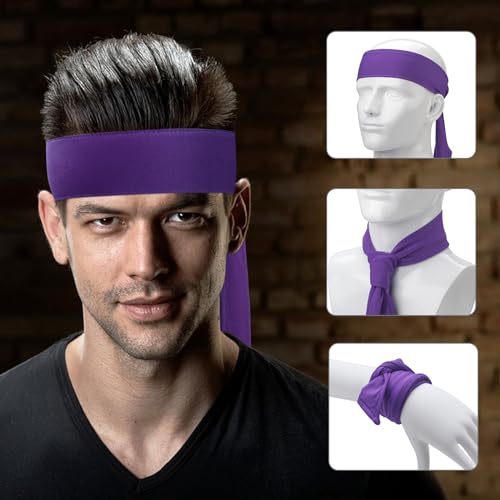 Image of ONUPGO 18Pcs Head Ties for Men Women, Adjustable Headbands Sports Sweatband Ninja Ties Head Band, Sweat Wicking Workout Headband for Sports, Running, Tennis, Yoga, Soccer, Karate