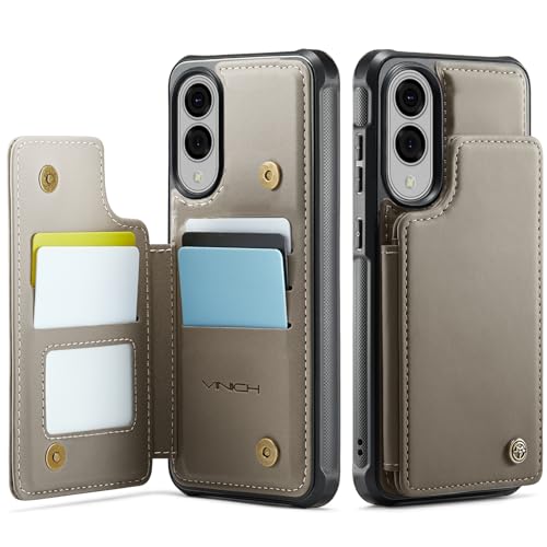 Vinich for Samsung Galaxy S25 Edge Wallet Case with Card Holder, Gray