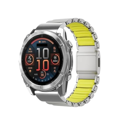 26mm �����`�^���o���h�A�ɓK������Garmin Watch Enduro 3 /2 Fenix 8 7X Pro 51mm Fenix 6X Tactix 7 Pro �o���h�ɓK��(Titanium yellow)