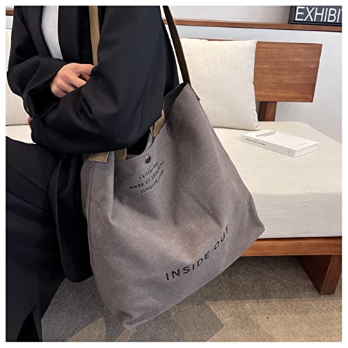 Uiciop Women Canvas Tote Handbags Casual Shoulder Work Bag Crossbody Top Handle Bag Cross-Body Handbags (Grey,One Size) #TOP5